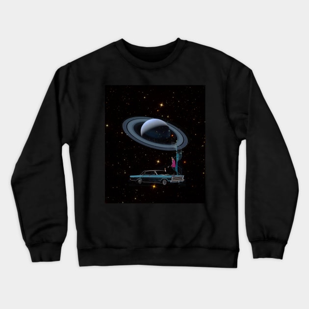 Way to Saturn collage art Crewneck Sweatshirt by CollageSoul